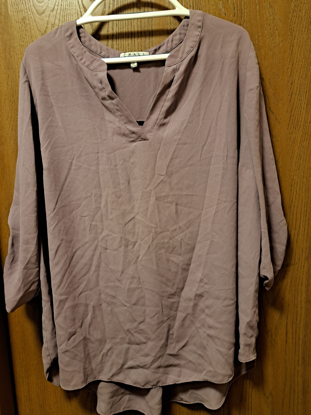 Chaus Dusty Mauve V-Neck Tunic Top